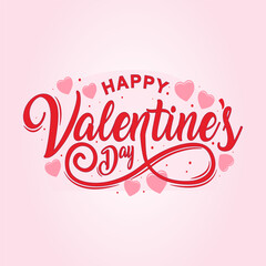 Happy Valentines Day with hearts shape greeting card on colorful background. Hand drawn text lettering for Valentines Day Vector illustration. Calligraphic design for print cards, banner, poster.