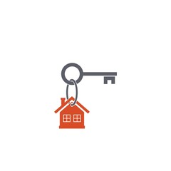 Key and house sign. Real Estate logo icon isolated on white background