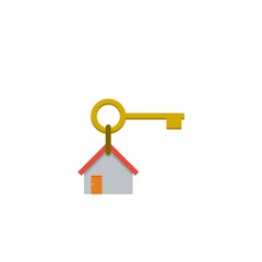 Key and house sign. Real Estate logo icon isolated on white background