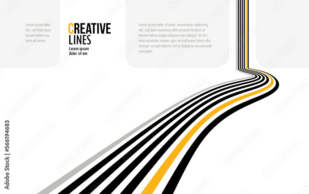 Poster linear composition vector road to horizon, abstract background with lines in 3d perspective, optical