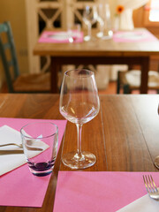 Empty glasses in restaurant
