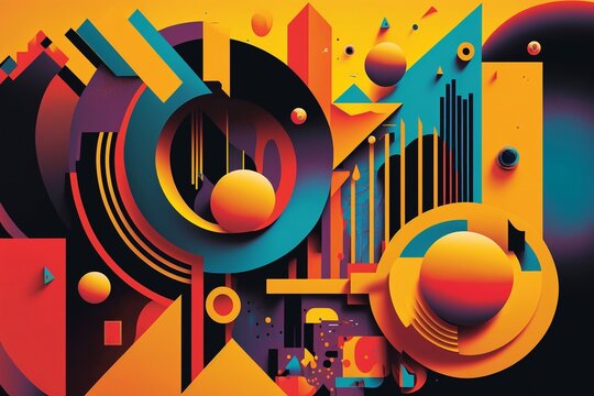 An Abstract Image Featuring Bright And Bold Shapes, Symbolizing The Dynamic And Ever-changing Nature Of Data And Technology, With A Vibrant And Lively Color Scheme