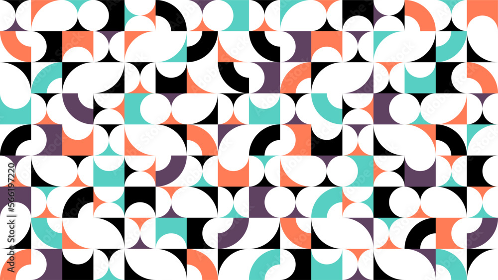 Poster abstract vector geometric seamless pattern, color simple geometric elements repeat tiles, wallpaper 