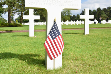 Colleville, France. June 2002. An American war cemetery in Normandy, France.