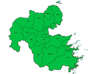 大分県　地図　緑色　イラスト