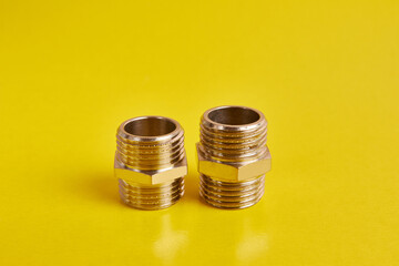 Double nipple with an external thread for connecting pipeline elements. Plumbing and heating.