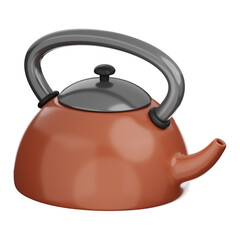 Premium chef and kitchen teapot icon 3d rendering on isolated background