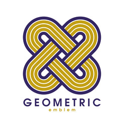 Fototapeta premium Abstract geometric vector logo isolated on white, linear graphic design modern style symbol, line art geometrical shape emblem or icon.