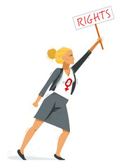 Feminist woman activist struggles for rights vector illustration isolated, social justice warrior, girl power.