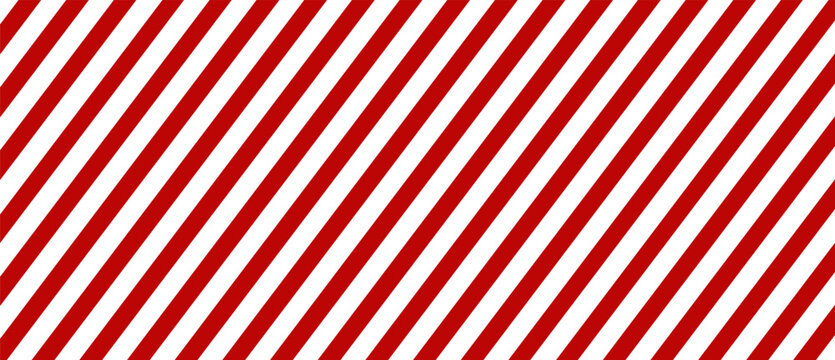 Diagonal Stripes Background. Red And White Lines Pattern For Road Warning And Wallpaper Template. Realistic Lines With Repeat Stripes Texture. Simple Geometric Stripes Background. Pattern Vector