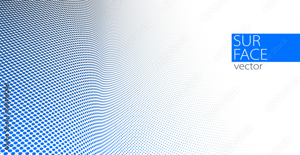 Poster dotted vector abstract background, blue and grey dots in perspective flow, dotty texture abstraction