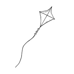 Single kite on white background, doodle illustration, T-shirt print