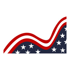 american or usa flag in wavy shape illustration for corner and border background decoration element
