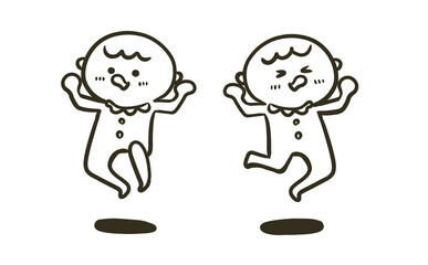 ジャンプする赤ちゃんのイラスト（線画）