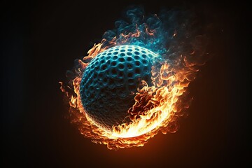 Golf Ball in fire flying