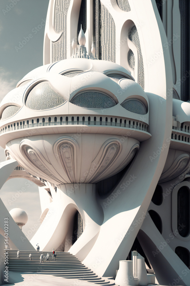 Poster futuristic city. fictional architecture. created with generative ai technology.