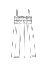 woman thin strap shirred summer dress technical drawing vector