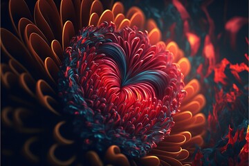 Valentine's Day heart shape flower background. Generative AI