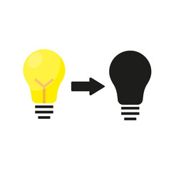 turn off the light, bright lightbulb to black icon vector