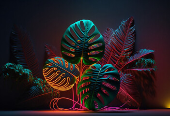 A Spectacular AI-Generated 3D Render of a Neon Jungle: An Illuminated, Colorful, and Fast-Paced Visual Art Experience