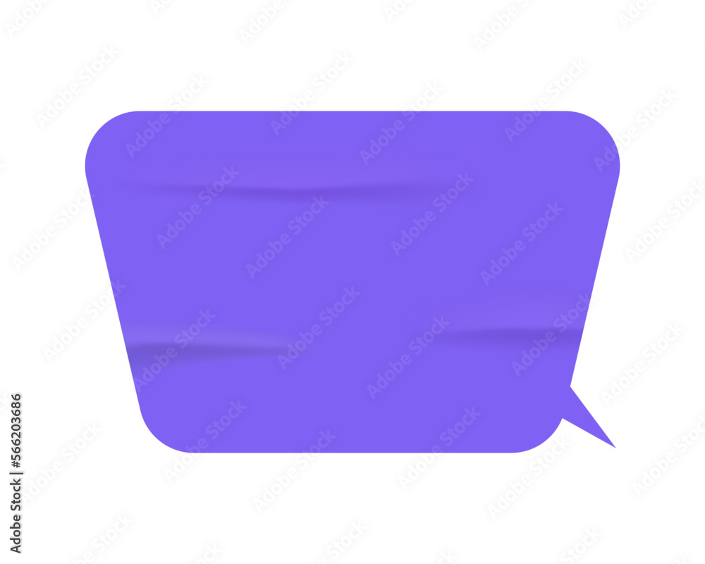 Poster speech bubble or dialogue balloon, isolated thought bubble wrinkled and glued sticker. empty copy sp