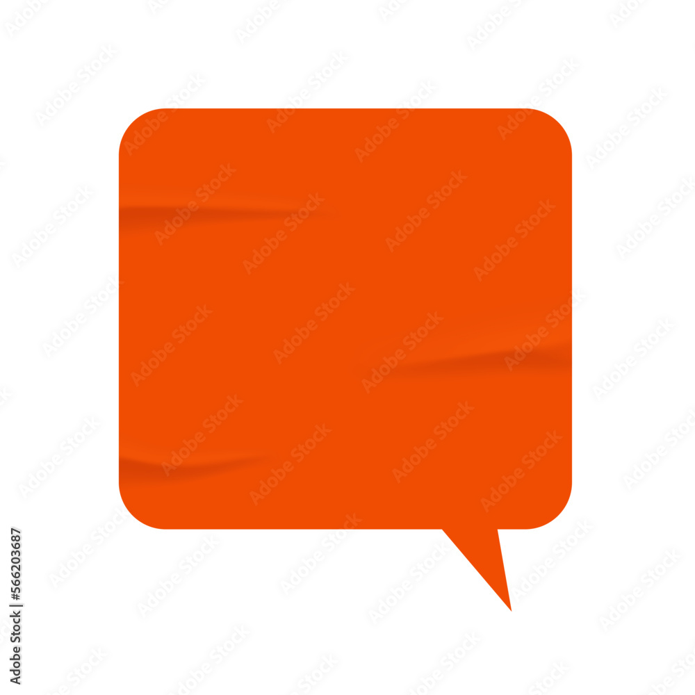 Aufkleber Squared thought bubble with wrinkled paper, glued sticker with copy space for phrase or text. Isolated banner for dialogues. Vector in realistic style