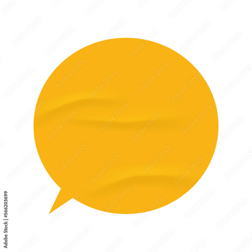 Aufkleber Rounded speech or thought bubble, dialogue box with wrinkled paper texture. Isolated banner with copy space for communicative phrases. Vector in realistic style