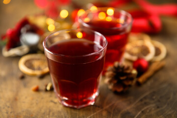 Homemade mulled wine served for two
