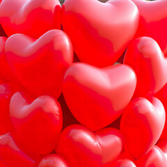 Fototapeta na wymiar Heart Shaped Balloons for Valentine's Day Celebration - A Sweet Gift of Love and Romance