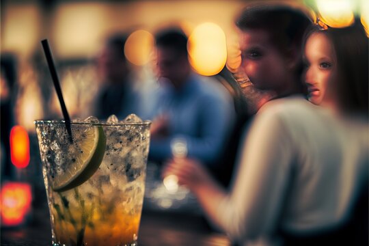 Get a Close-Up Look at the Perfect Cocktail in a Busy Bar Scene