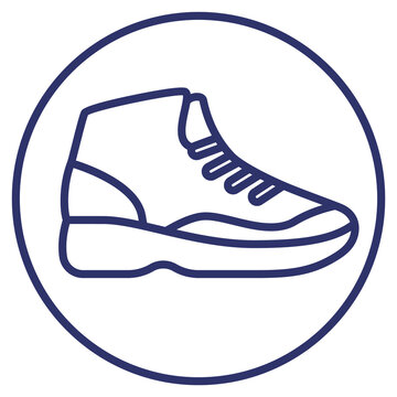 Basketball Shoe Icon, High Top Sneakers Line Design