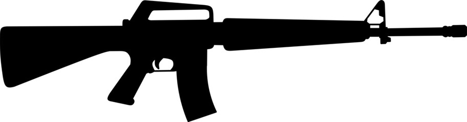 vector silhouette of m16 rifle  - obrazy, fototapety, plakaty