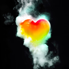 Smoke and Flames - An Abstract Explosion of Fire and Smoke in the Sky for Valentine's Day