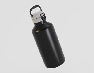 Matte Sport Bottle Mockup Isolated On White Background. 3d illustration