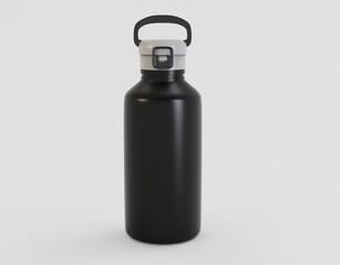 Matte Sport Bottle Mockup Isolated On White Background. 3d illustration
