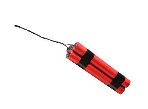Dynamite stick isolated on layered png format background.