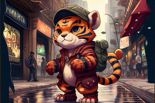 A cute cartoon Tiger character illustration