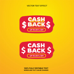 Cash back labels editable text effect 