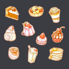 Food painted in watercolor vector illustration