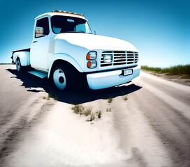 Truck Driving on Road, Generative AI Illustration