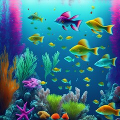 Obraz na płótnie Canvas Underwater Scenery, Generative AI Illustration