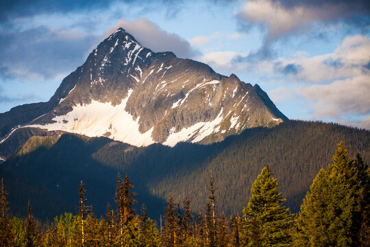 Mount Ishpa as seen from Una Lake in Bowron Lake Provincial Park.