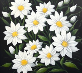White Flower Painting, Generative AI Illustration