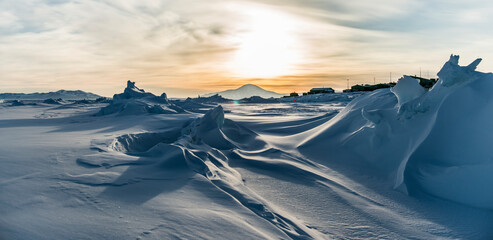 Scott Base pressure ridges, Ross Island, Antarctica.