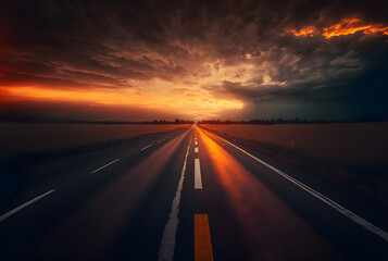 Fototapeta premium New year or start straight concept. Preparing for new year at sunset. Concept of challenge or career path and change