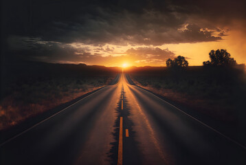 Fototapeta premium New year or start straight concept. Preparing for new year at sunset. Concept of challenge or career path and change