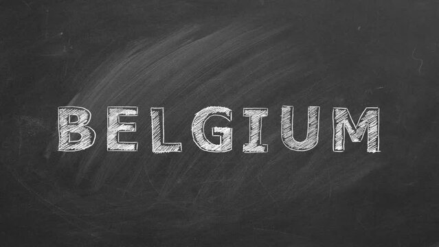 Belgium Belgium drawn with chalk on a blackboard. Hand drawn animation.