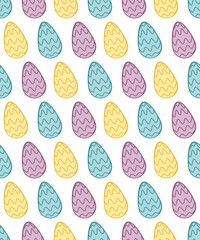 Seamless pattern eggs Easter. Pastel colored vector illustration. Background For card, poster, cover