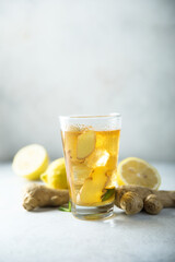 Healthy ginger tea with lemon