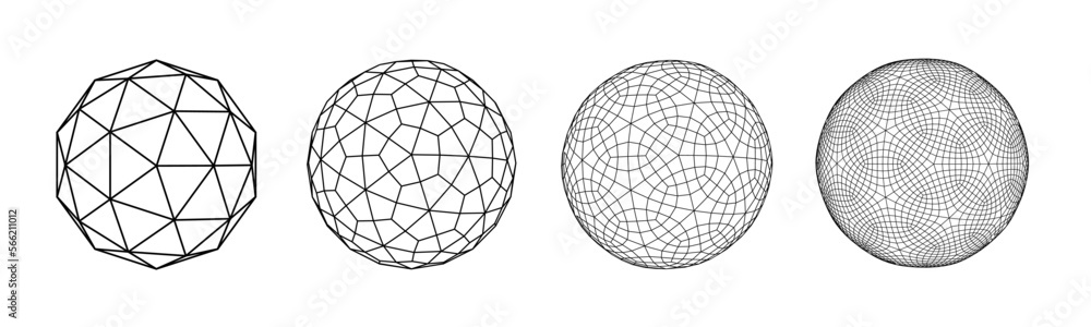 Aufkleber wireframe sphere with connected lines png. abstract 3d grid design. technology style. different stru